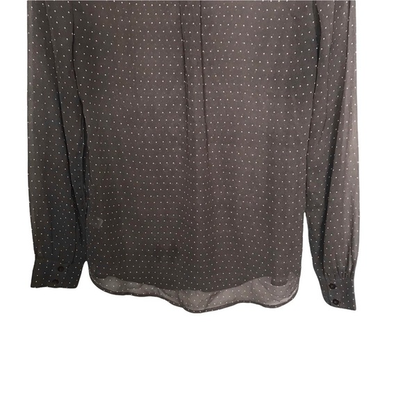 14th and Union Sheer Brown Polka Dot Long Sleeve Button Up Shirt - Picture 6 of 11
